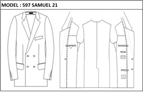 SLIM - DOUBLE BREASTED, 2 BUTTONS,NOTCH  LAPEL JACKET-597_SAMUEL_21
