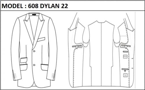 SLIM - SINGLE BREASTED, 2 BUTTONS,PEAK  LAPEL JACKET-608_DYLAN_22