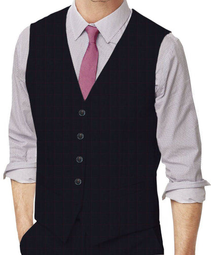 Navy Windowpane Made To Measure Vest - VBC0585_MTM_SV