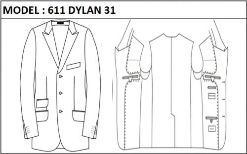 SLIM - SINGLE BREASTED, 3 BUTTONS,PEAK  LAPEL JACKET-611_DYLAN_31