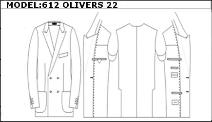 SLIM - DOUBLE BREASTED, 2 BUTTONS,PEAK  LAPEL JACKET-612_OLIVERS_22