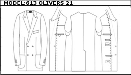SLIM - DOUBLE BREASTED, 2 BUTTONS,PEAK  LAPEL JACKET-613_OLIVERS_21