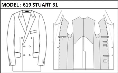 SLIM - DOUBLE BREASTED, 3 BUTTONS,PEAK  LAPEL JACKET-619_STUART_31