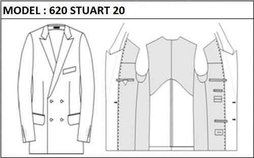 SLIM - DOUBLE BREASTED, 2 BUTTONS,PEAK  LAPEL JACKET-620_STUART_20