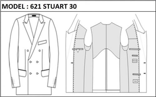 SLIM - DOUBLE BREASTED, 3 BUTTONS,PEAK  LAPEL JACKET-621_STUART_30