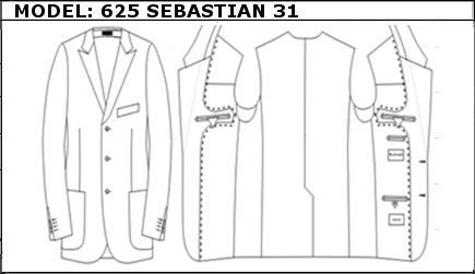 SLIM - SINGLE BREASTED, 3 BUTTONS,PEAK  LAPEL JACKET-625_SEBASTIAN_31