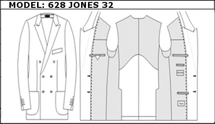 SLIM - DOUBLE BREASTED, 3 BUTTONS,PEAK  LAPEL JACKET-628_JONES_32