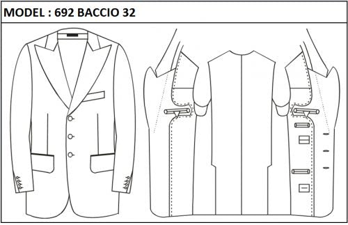 SLIM - SINGLE BREASTED, 3 BUTTONS,PEAK  LAPEL JACKET-692_BACCIO_32