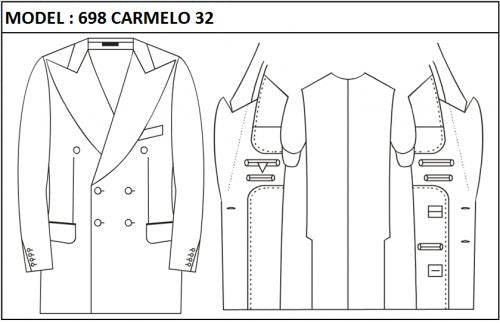 SLIM - DOUBLE BREASTED, 3 BUTTONS,PEAK  LAPEL JACKET-698_CARMELO_32