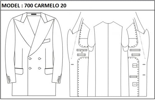 SLIM - DOUBLE BREASTED, 2 BUTTONS,PEAK  LAPEL JACKET-700_CARMELO_20