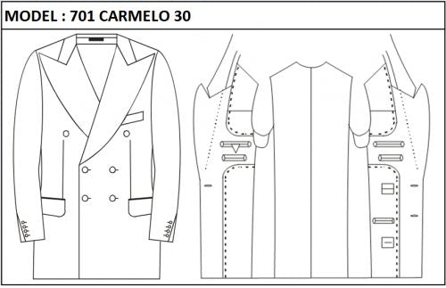 SLIM - DOUBLE BREASTED, 3 BUTTONS,PEAK  LAPEL JACKET-701_CARMELO_30