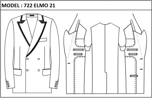 SLIM - DOUBLE BREASTED, 2 BUTTONS,PEAK  LAPEL JACKET-722_ELMO_21