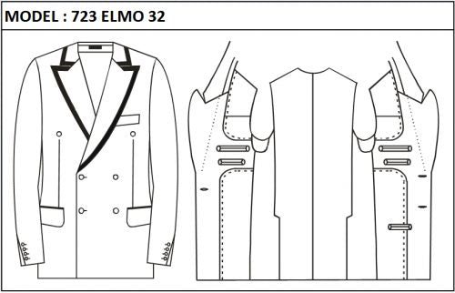 SLIM - DOUBLE BREASTED, 3 BUTTONS,PEAK  LAPEL JACKET-723_ELMO_32