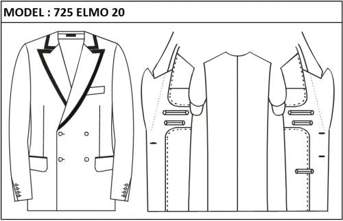 SLIM - DOUBLE BREASTED, 2 BUTTONS,PEAK  LAPEL JACKET-725_ELMO_20
