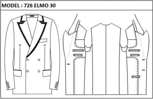 SLIM - DOUBLE BREASTED, 3 BUTTONS,PEAK  LAPEL JACKET-726_ELMO_30
