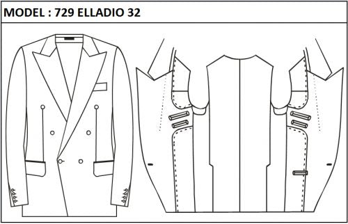 SLIM - DOUBLE BREASTED, 3 BUTTONS,PEAK  LAPEL JACKET-729_ELLADIO_32