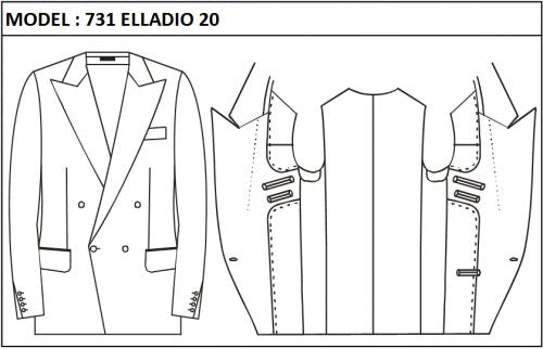 SLIM - DOUBLE BREASTED, 2 BUTTONS,PEAK  LAPEL JACKET-731_ELLADIO_20