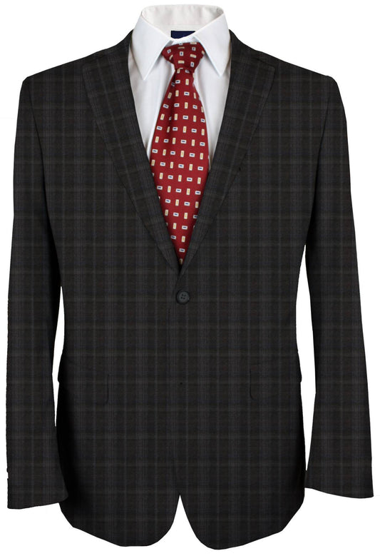 I STRETCH Fuscous Grey Plaid Made To Measure Jacket  - CER0048_MTM_SJ