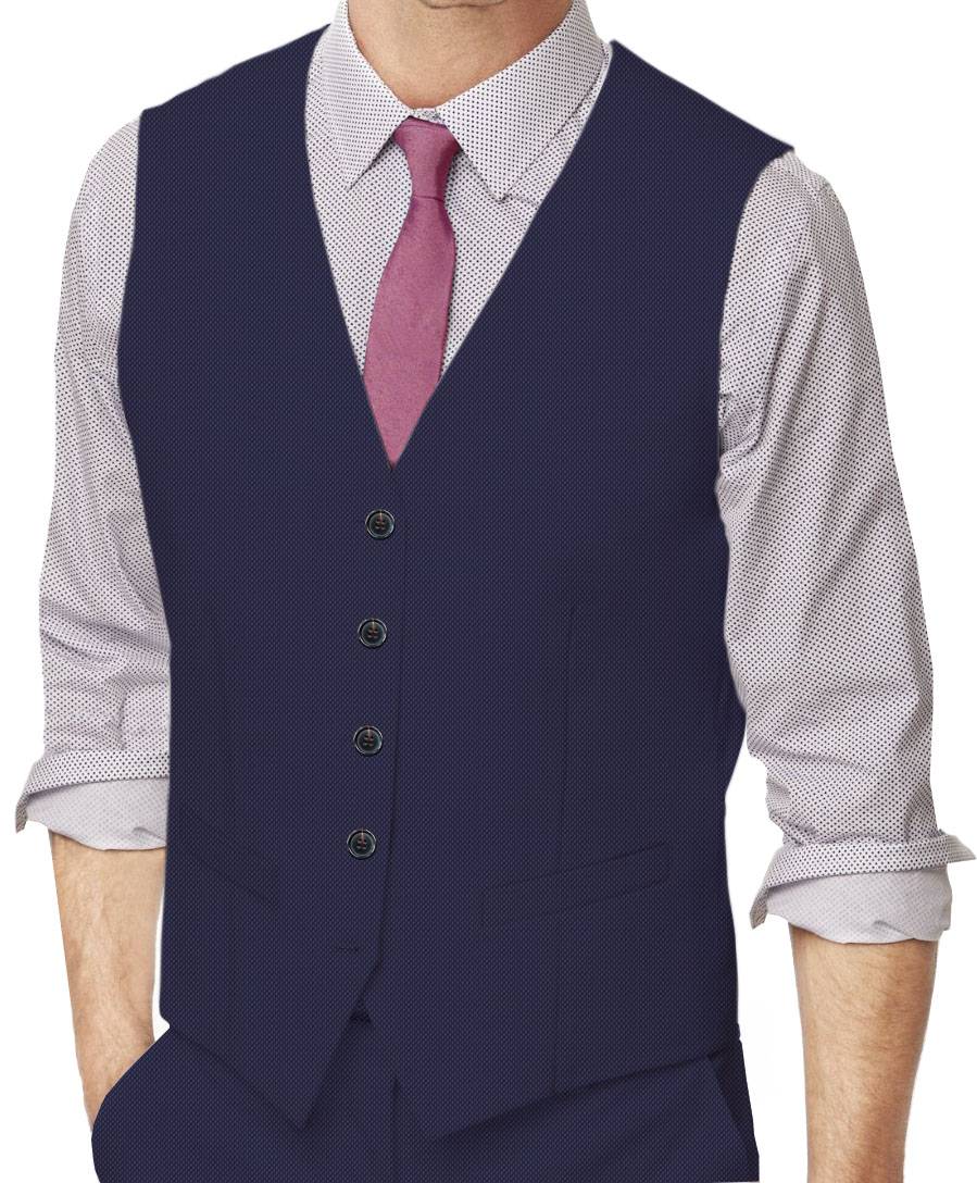 East Bay Blue Sharkskin Made To Measure Vest - VBC0338_MTM_SV