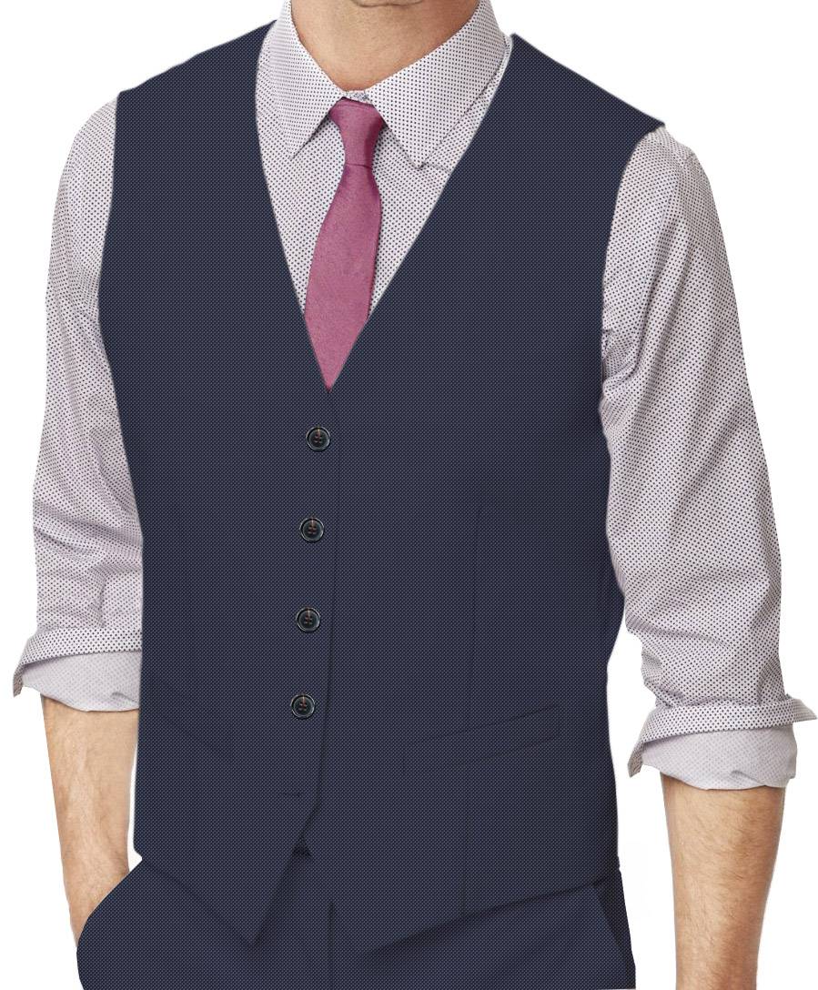 Lynch Blue Sharkskin Made To Measure Vest - VBC0341_MTM_SV