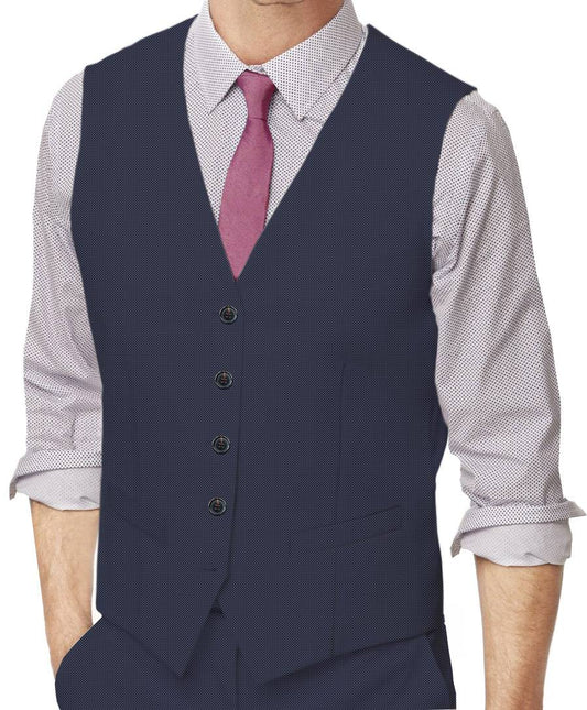 Lynch Blue Sharkskin Made To Measure Vest - VBC0341_MTM_SV