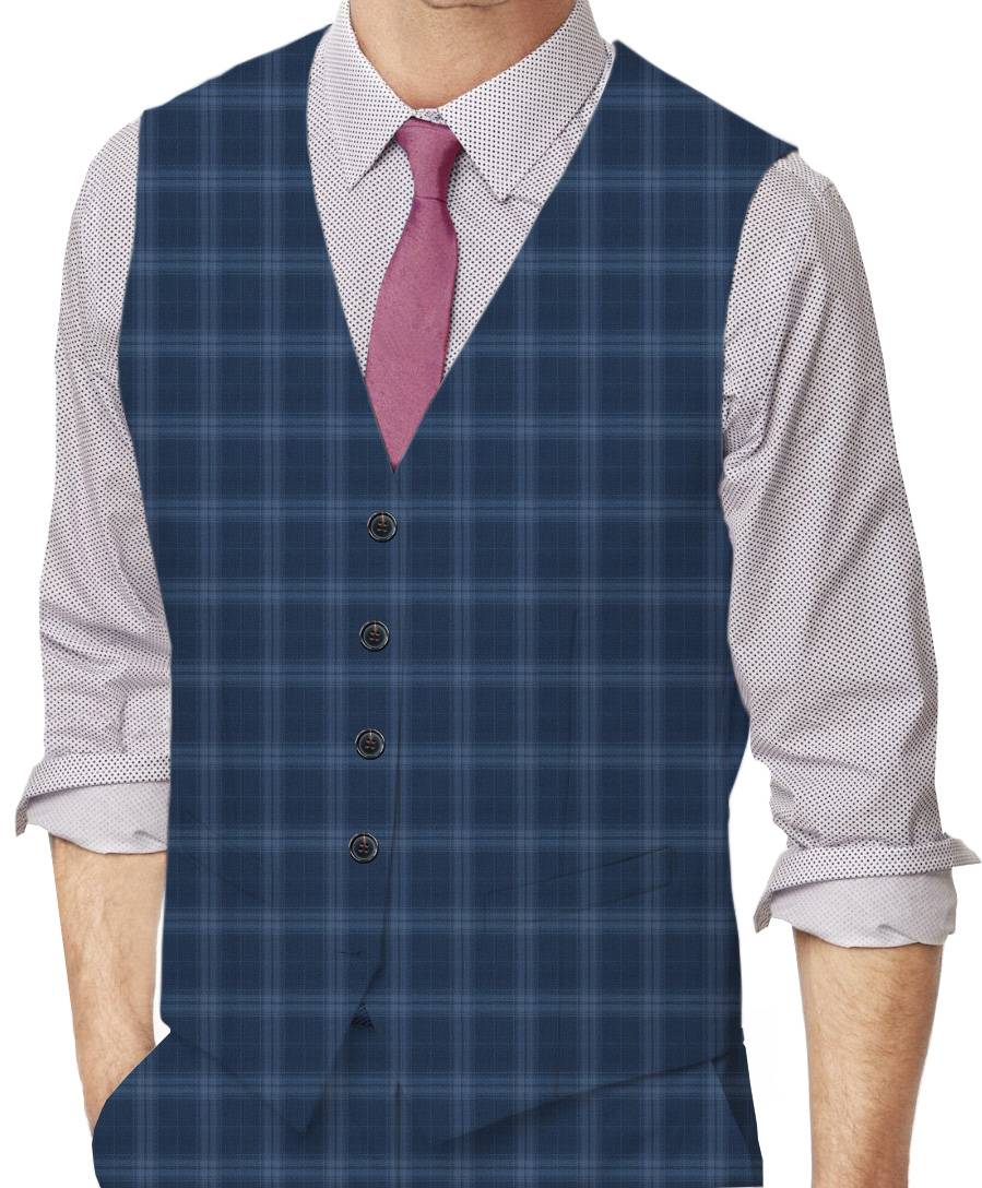 Catalina Blue Plaid Made To Measure Vest - VBC0363_MTM_SV