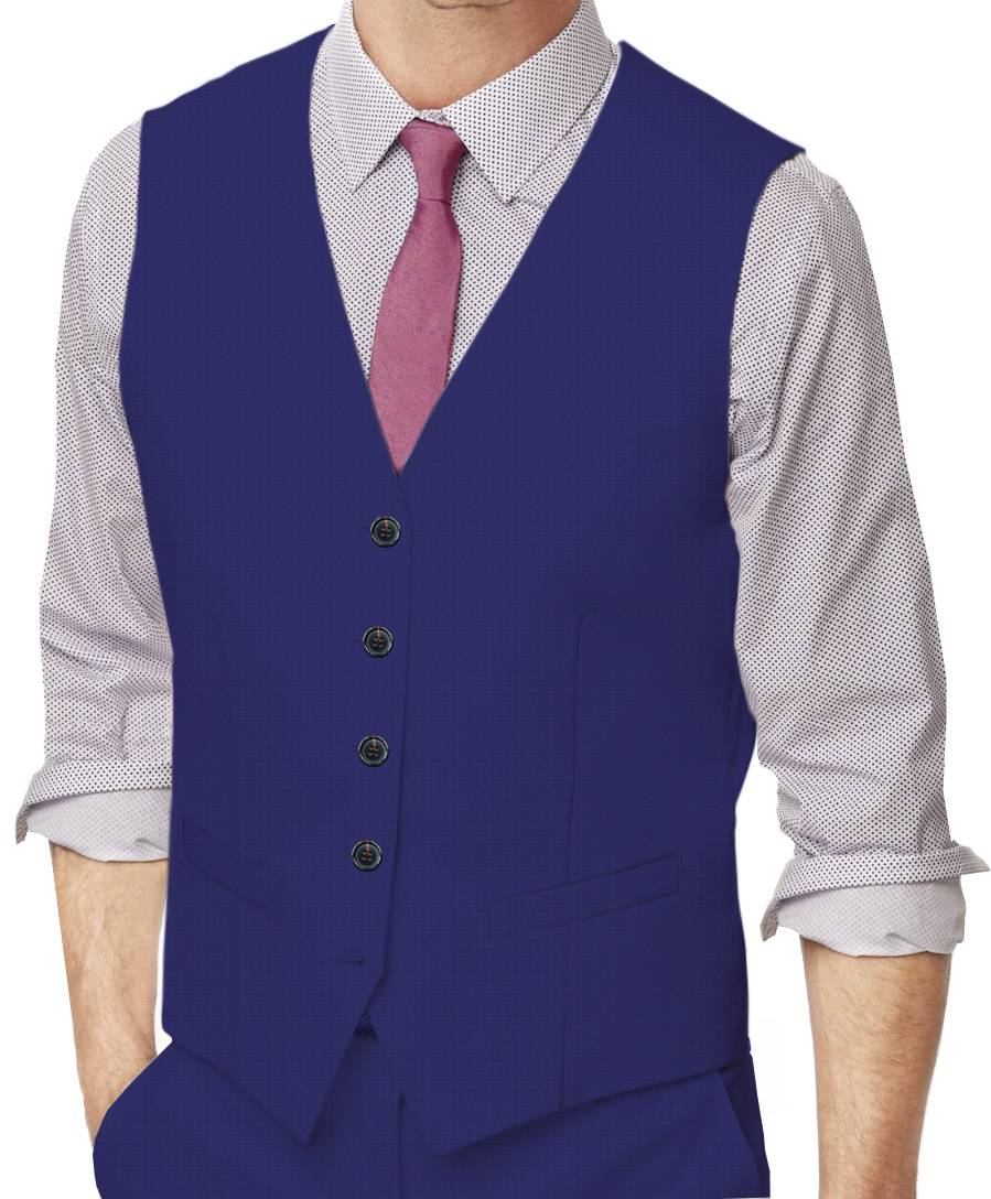 Torea Bay Blue Plain Made To Measure Vest - VBC0411_MTM_SV