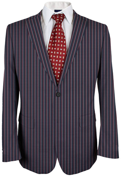 Navy & Red Chalkstripes Made To Measure Jacket - VBC0427_MTM_SJ