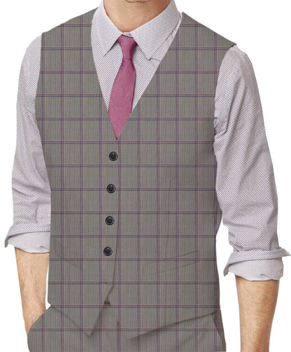 Foggy Grey Windowpane Made To Measure Vest - VBC0433_MTM_SV