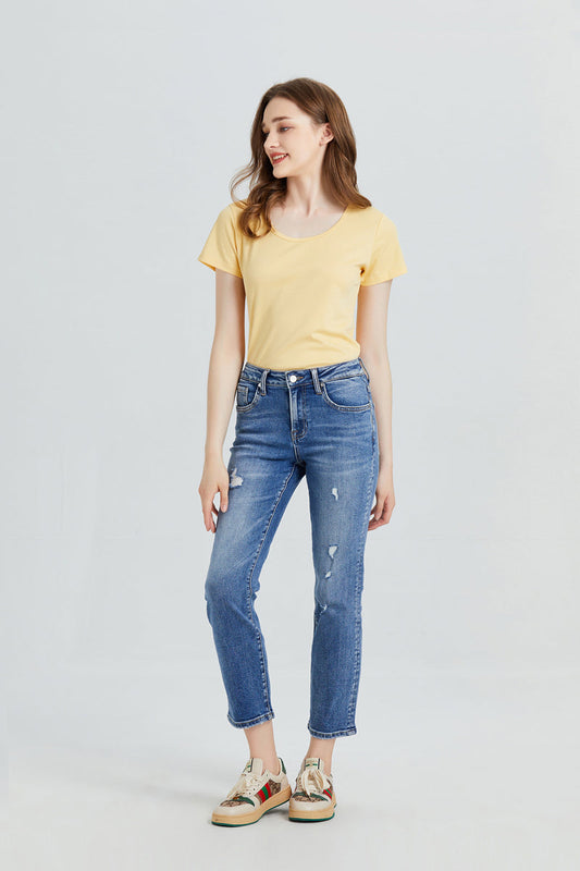 BAYEAS HIGH QUALITY MID RISE STRAIGHT JEANS - BYT5013