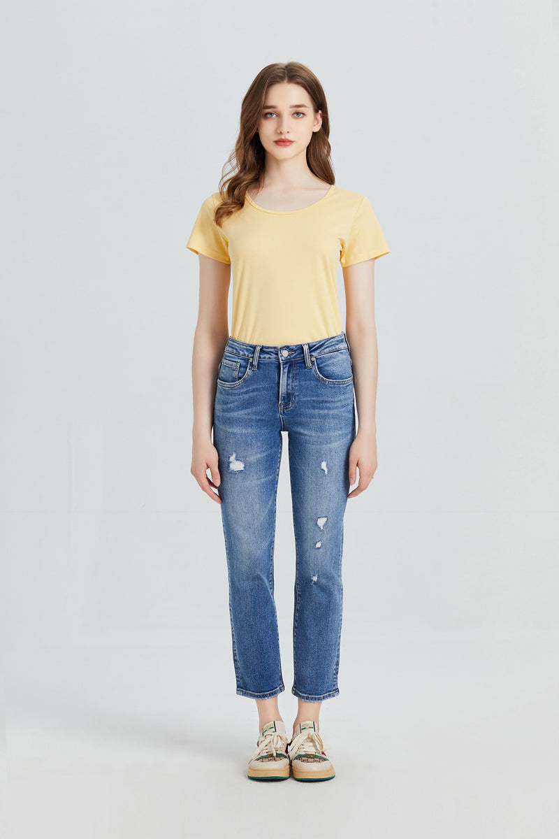 BAYEAS HIGH QUALITY MID RISE STRAIGHT JEANS - BYT5013