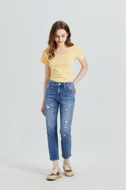 BAYEAS HIGH QUALITY MID RISE STRAIGHT JEANS - BYT5013