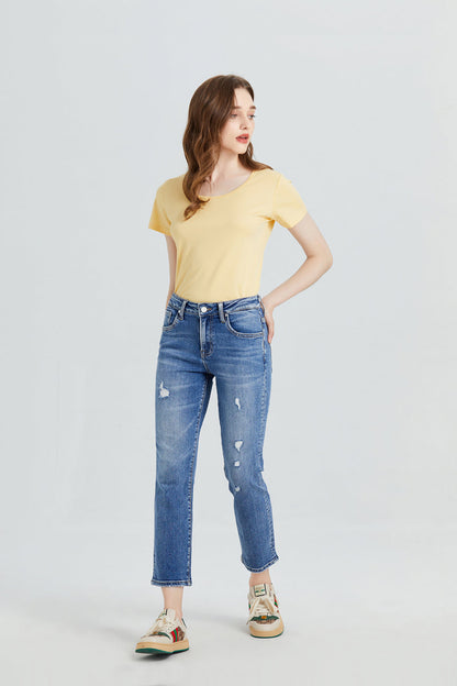 BAYEAS HIGH QUALITY MID RISE STRAIGHT JEANS - BYT5013