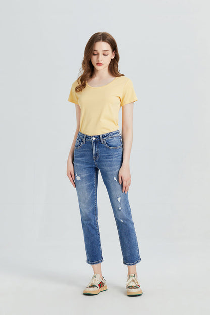 BAYEAS HIGH QUALITY MID RISE STRAIGHT JEANS - BYT5013