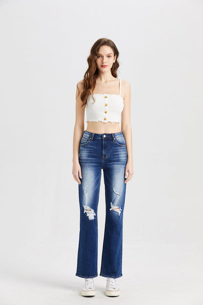 BAYEAS HIGH QUALITY HIGH RISE STRAIGHT LEG JEANS - BYT5027