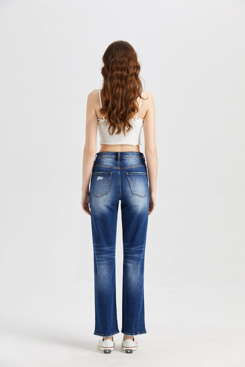 BAYEAS HIGH QUALITY HIGH RISE STRAIGHT LEG JEANS - BYT5027