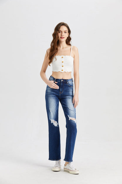 BAYEAS HIGH QUALITY HIGH RISE STRAIGHT LEG JEANS - BYT5027