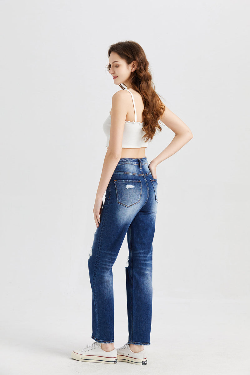 BAYEAS HIGH QUALITY HIGH RISE STRAIGHT LEG JEANS - BYT5027