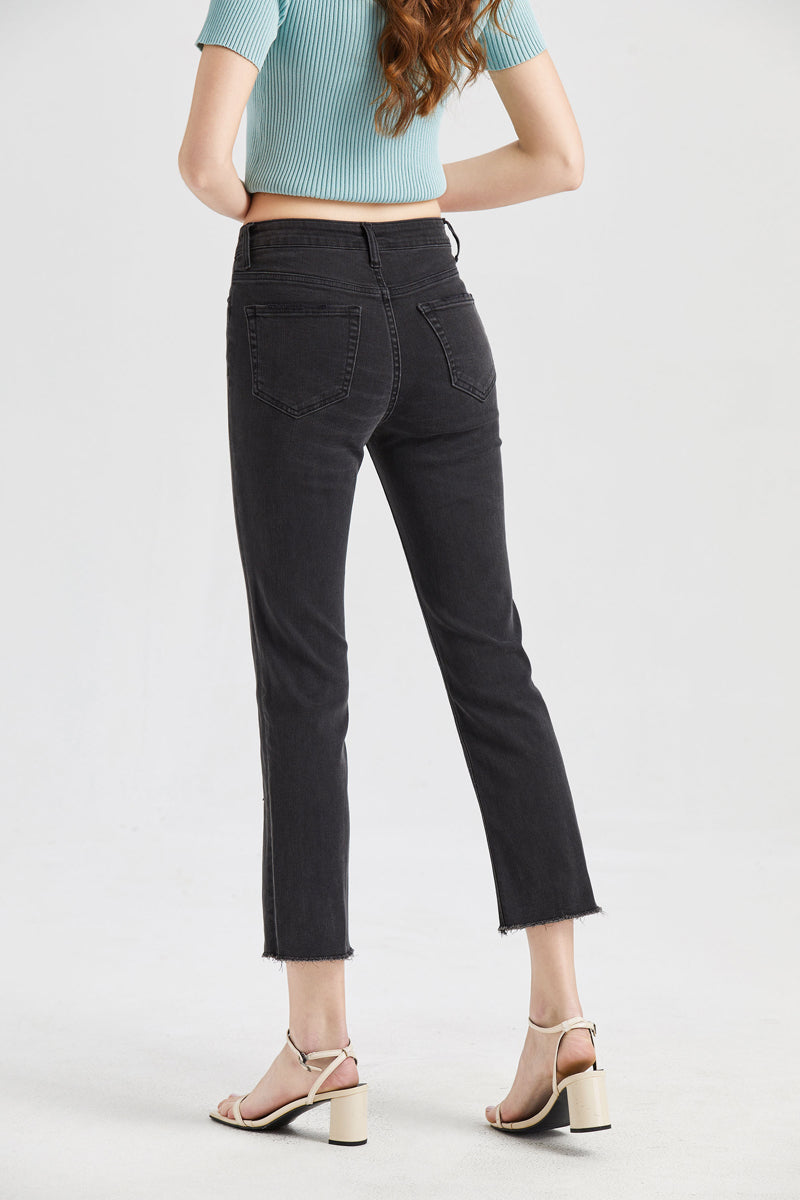 BAYEAS HIGH QUALITY HIGH RISE STRAIGHT LEG JEANS - BYT5111