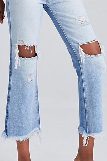 BAYEAS HIGH QUALITY HIGH RISE STRAIGHT RIPPED JEANS - BYT5120