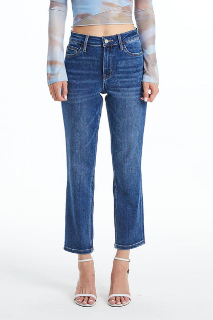 BAYEAS HIGH QUALITY DARK BLUE HIGH RISE STRAIGHT JEAN - BYT5145-DB