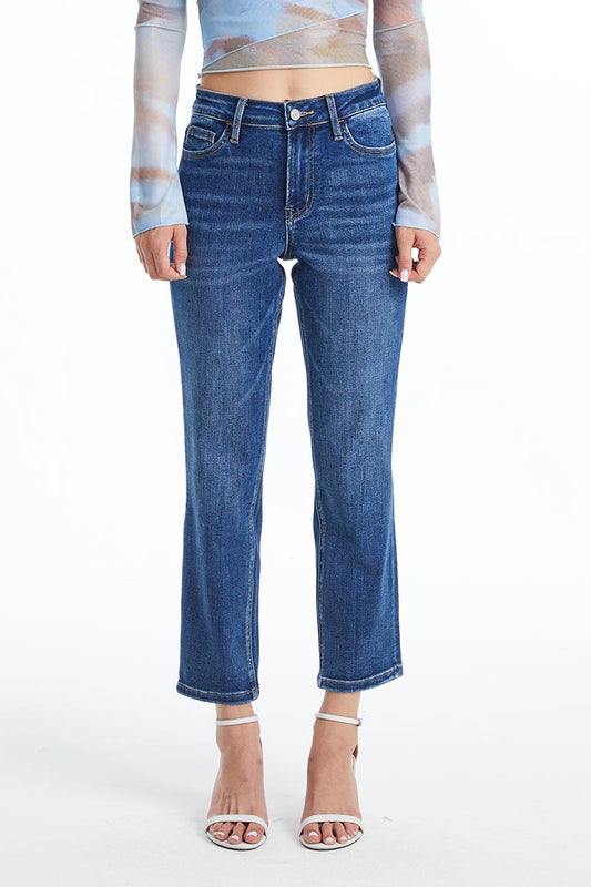 BAYEAS HIGH QUALITY DARK BLUE HIGH RISE STRAIGHT JEAN - BYT5145-DB