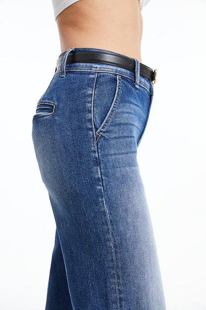 BAYEAS HIGH QUALITY DARK BLUE HIGH RISE STRAIGHT JEAN - BYT5145-DB