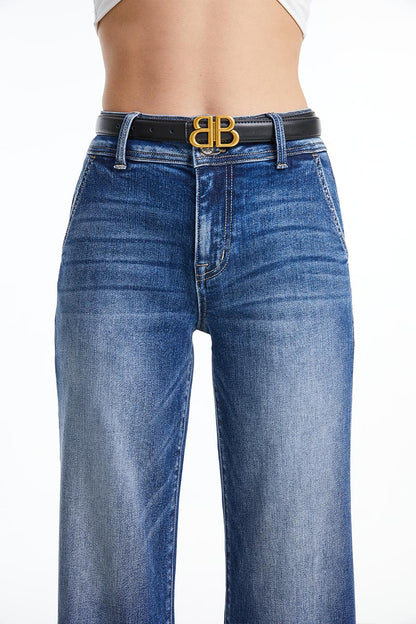 BAYEAS HIGH QUALITY DARK BLUE HIGH RISE STRAIGHT JEAN - BYT5145-DB