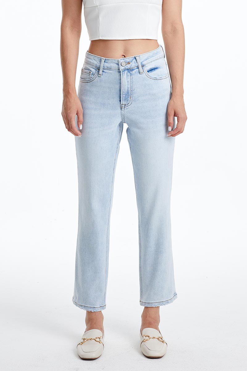 BAYEAS HIGH QUALITY LIGHT  BLUE HIGH RISE STRAIGHT JEAN - BYT5145-LB