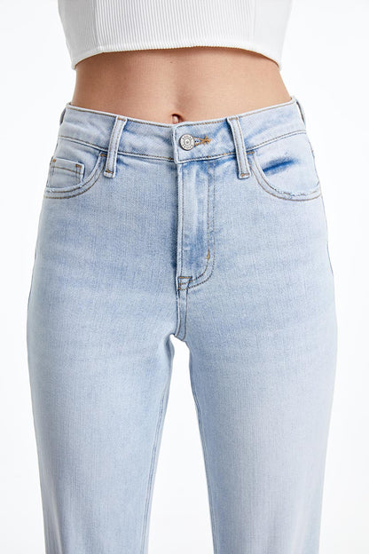BAYEAS HIGH QUALITY LIGHT  BLUE HIGH RISE STRAIGHT JEAN - BYT5145-LB