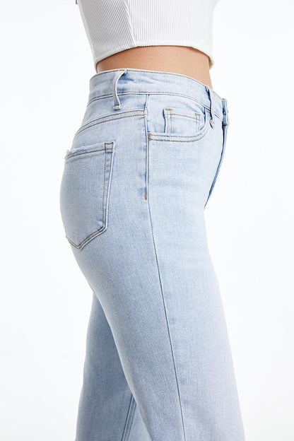 BAYEAS HIGH QUALITY LIGHT  BLUE HIGH RISE STRAIGHT JEAN - BYT5145-LB