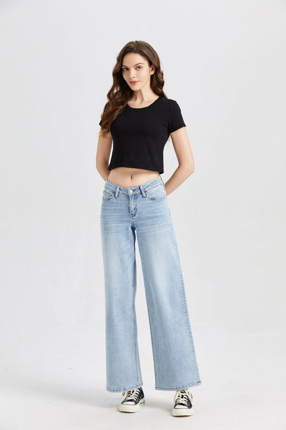 BAYEAS HIGH QUALITY MID RISE WIDE LEG JEANS - BYW8001