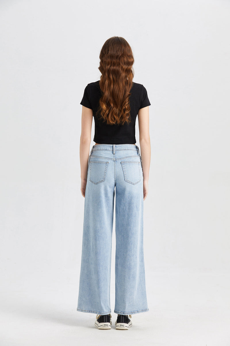 BAYEAS HIGH QUALITY MID RISE WIDE LEG JEANS - BYW8001