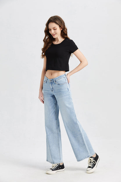 BAYEAS HIGH QUALITY MID RISE WIDE LEG JEANS - BYW8001